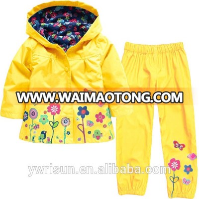 New Multiple Colors Bomber Raincoat Kids Custom Rain Coat Flower Wholesale Nylon Jacket With Blazer Pants