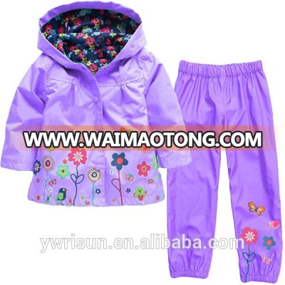 Multi Candy Color Girls Waterproof Kids Custom Raincoat High Quality Outwear Suit Children Rain Coat&Jacket Set