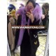 Fancy Sexy Girls Short Jacket Purple Fur Lined With Crystal Raccoon Fur Trim Black Color Shell