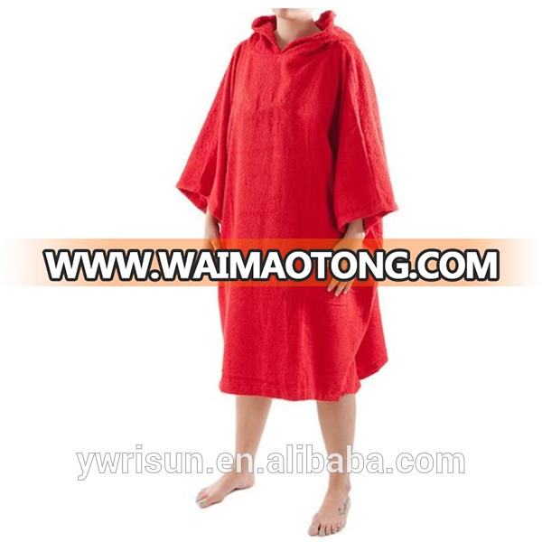 Unisex 100% Cotton Surf Changing Robe Beach Hooded Surf Poncho In Towel For Adult