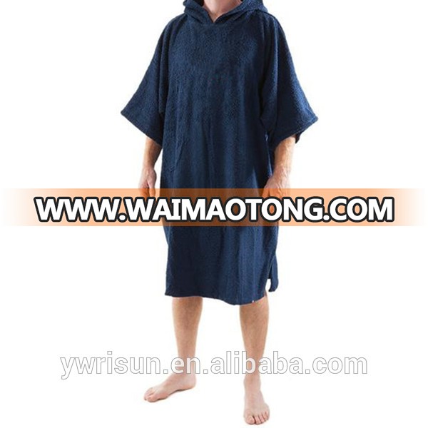 2017 Customized 100% Cotton Surf Changing Robe With Hood Beach Towel Poncho For Adult